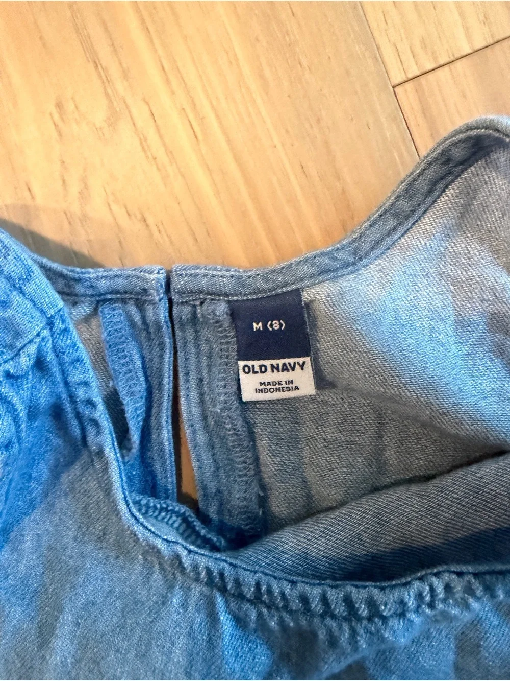 Old Navy Denim Tank Top with White Lace Trim - Blue